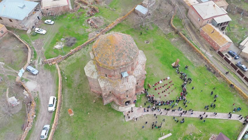 Church of Saint John. Mastara, Aragatsotn Province, Armenia. Тaken with a drone 