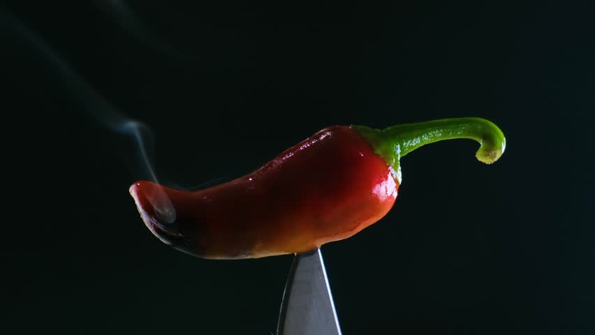 BBQ Smoked Red Hot chili pepper commercial plant up close
