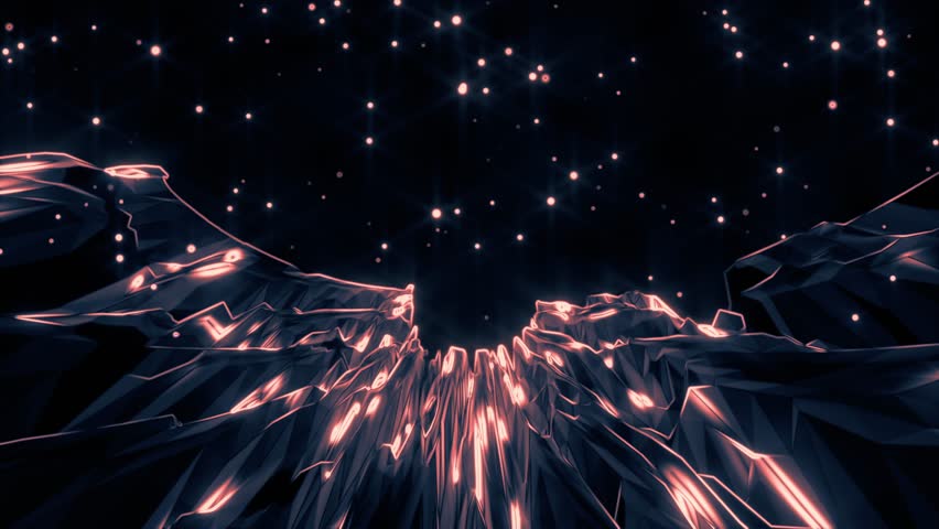 Rocky high mountain landscape with stars background 4k animation