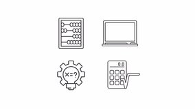 Animated calculations icons. Mathematics line animation library. Math equation, calculator. Arithmetic formula. Black illustrations on white background. HD video with alpha channel. Motion graphic - Powered by Shutterstock - Get 15% off with code: PIKWIZARD15
