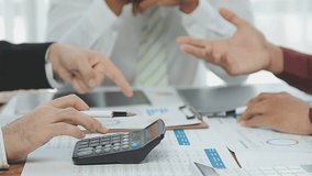 Business team collaboration discussing working analyzing with financial data and marketing growth report graph in team, presentation and brainstorming to strategy planning making profit of company - Powered by Shutterstock - Get 15% off with code: PIKWIZARD15