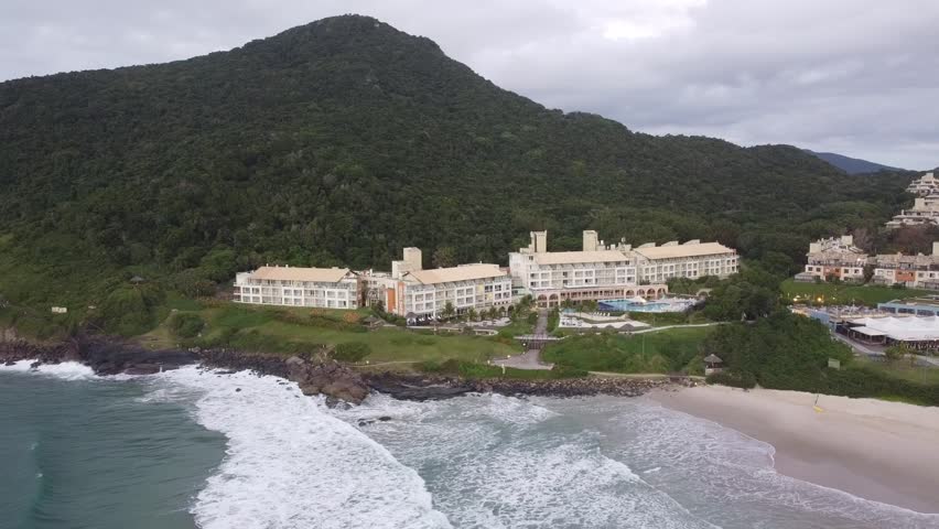 Beach Santinho Florianopolis Santa Catarina Brazil Coastline Cliffs Sand Dunes Waves Surfing Coastal Landscape Scenic View Nature Beauty Vacation Resort Tourism Travel Seaside Hotel Outdoors