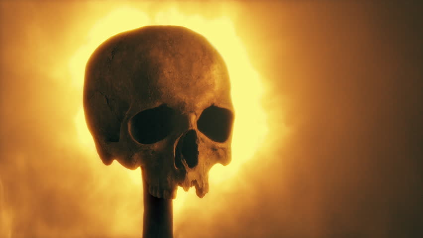 Skull With Glowing Smoke Medieval Scene
