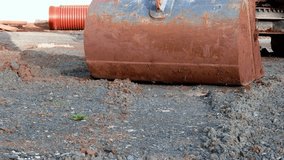 an excavator shovel on an construction site 4k 30fps video