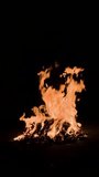 Close up of burning dry leaves at a balinese traditional fire dance 