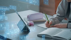 Girl studying while looking at a tablet and digital technology. e-learning concept. - Powered by Shutterstock - Get 15% off with code: PIKWIZARD15