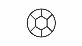 Live sport line animation. Animated soccer icon. Sport streaming service. Sports news and podcast. Black illustration on white background. HD video with alpha channel. Motion graphic