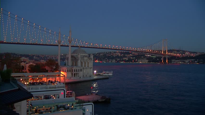 Istanbul.Bosphorus at night.