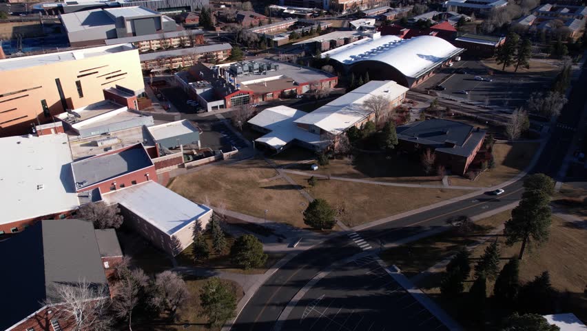 Northern Arizona University Campus Buildings, Flagstaff USA, Drone Aerial View