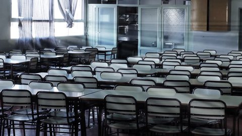 Empty Classroom with Sun Rays in a School of Buenos Aires, Argentina. 