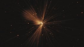 Cosmic interstellar hyperspace motion background animation. Flying at warp speed through glowing golden star light beams and particles in space. Galaxy starburst explosion animation. - Powered by Shutterstock - Get 15% off with code: PIKWIZARD15