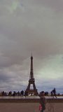 Paris France time lapse, vertical city skyline timelapse with street and architecture building in Paris