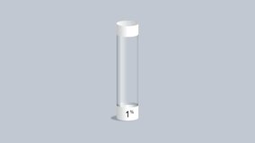 Loading glass tube bar progress animation. Processing from 0 to 100 filling on gray background. Percent indicator. Running bar counter