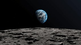 A 3D View of Moon Limb, with Earth on the Horizon. View of Earth from moon - Powered by Shutterstock - Get 15% off with code: PIKWIZARD15