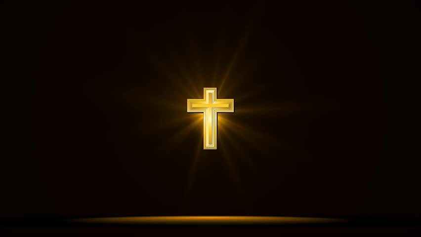 3d jesus christ simbol golden light effect green screen background