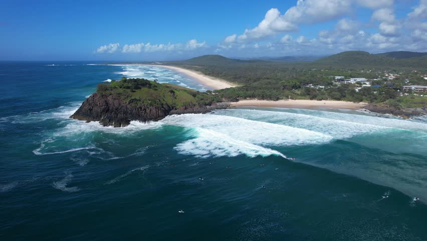 Norries Headland And Cabarita Beach In Northeastern New South Wales, Australia. Aerial Shot Royalty-Free Stock Footage #3477478429