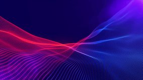 Abstract gradient particle waves seamlessly flowing with soft purple light and bokeh. Orange and blue digital waves. Technology, engineering, science, and artificial intelligence background. 4k loop. - Powered by Shutterstock - Get 15% off with code: PIKWIZARD15
