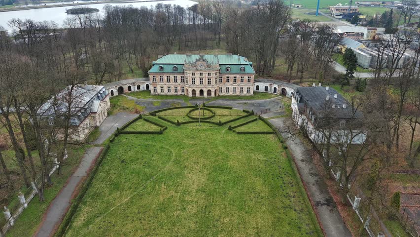 A historic palace and park complex in Szczekociny, Poland.