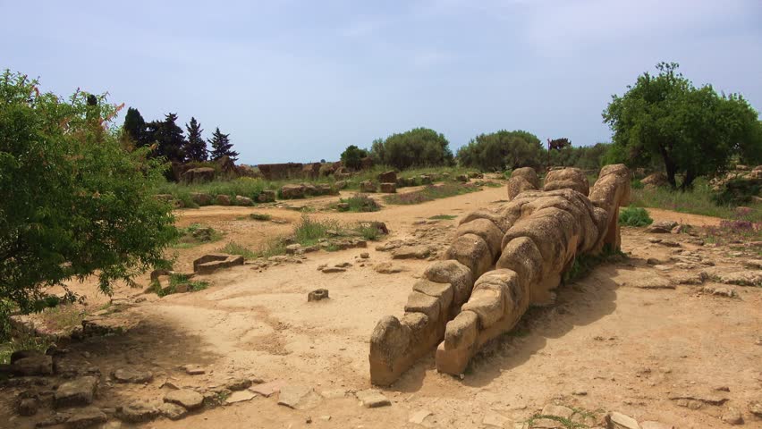 Agrigento is the Italian Capital of Culture 2025. Statue of Atlas in the Temple of Olympian Zeus, Agrigento, Sicily, Italy