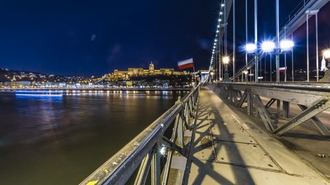Motion time lapse of Chain Bridge in Budapest, Hungary