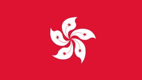 Waving Flag of Hong Kong, Animated Background in Cartoon Hand Drawn Style, 4k Video. Hong Kong, China, Flowing Motion Graphics Seamless Loop, for Backgrounds, Streaming and Channels.