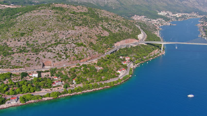 Dubrovnik, Croatia: Aerial view of famous Mediterranean city by Adriatic Sea, summer day with clear blue sky - landscape panorama of Europe from above