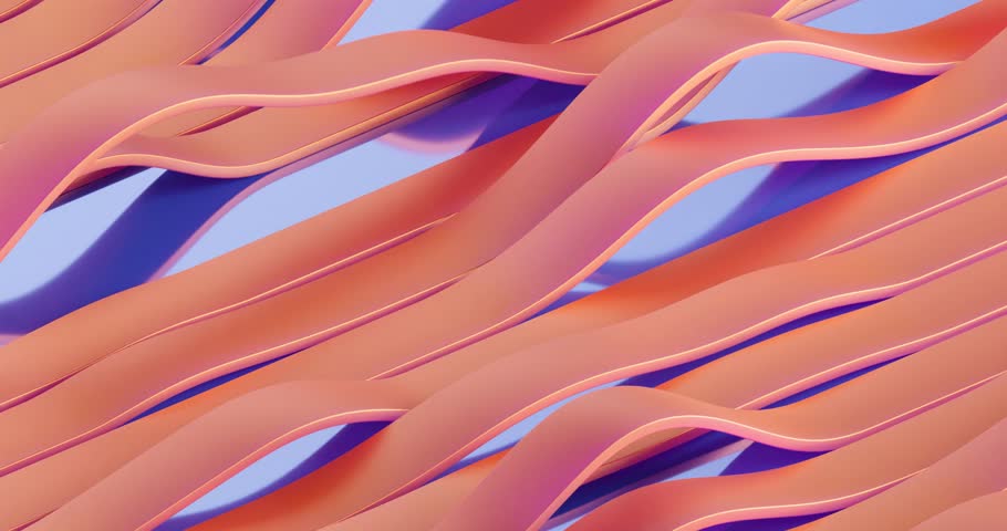 Long orange shiny ribbon lines wriggle like waves on a light background, abstract colored background with stripes, loop animation, 3d rendering Royalty-Free Stock Footage #3477991093