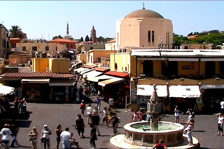 Main square in Rhodos island time lapse