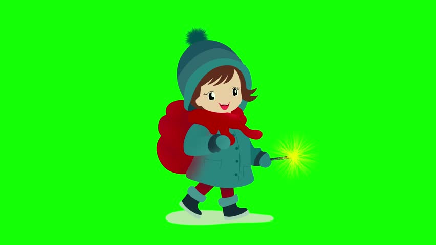 Winter walk and adventure of dreamy girl, a girl skating on a frozen hill in winter, Cartoon young woman hiking alone to enjoy mountain landscape, skyline with white snow