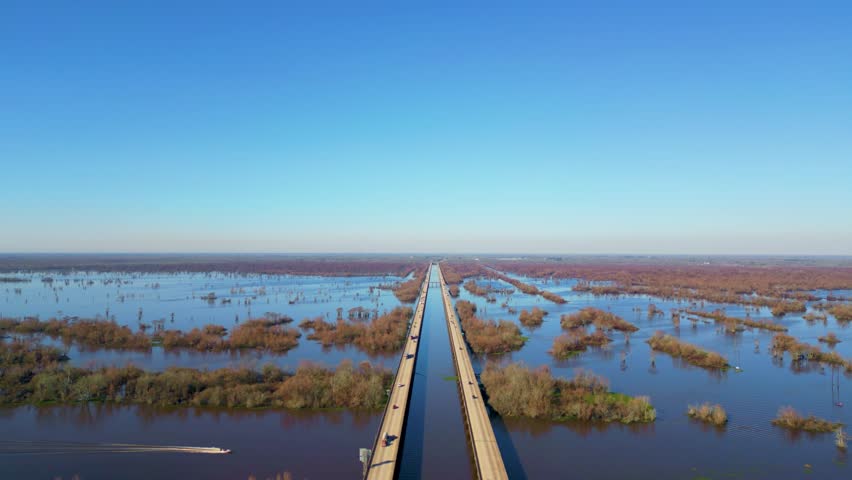 Atchafalaya Basin Bridge, Aerial Panorama, Louisiana