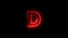 red color D letter with neon effect animate on black background video footage. - Powered by Shutterstock - Get 15% off with code: PIKWIZARD15