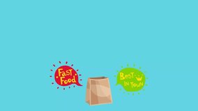 fast-food-advertising motion graphic blue background food vector