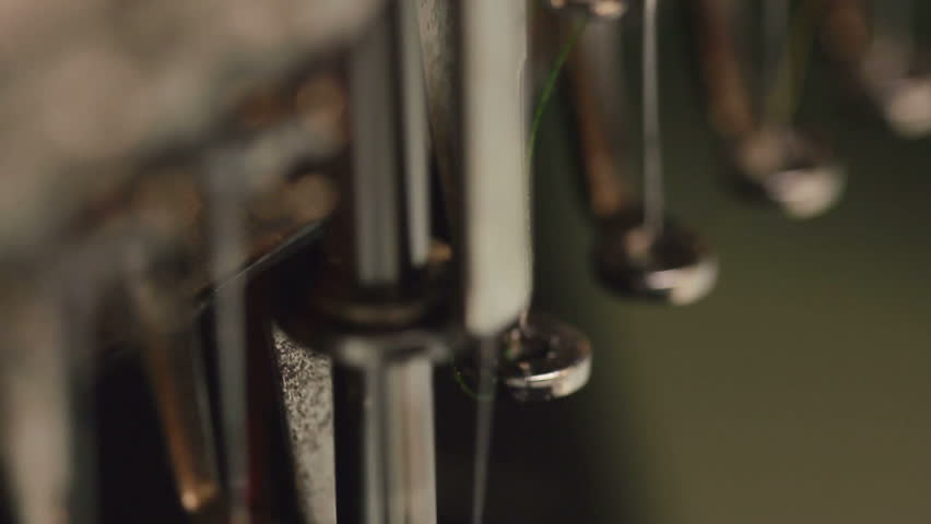 Close-up view of sewing process