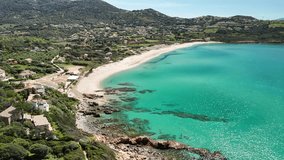  Best beaches of Corsica island. Aerial drone video of three beaches