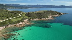  Best beaches of Corsica island. Aerial drone video of three beaches