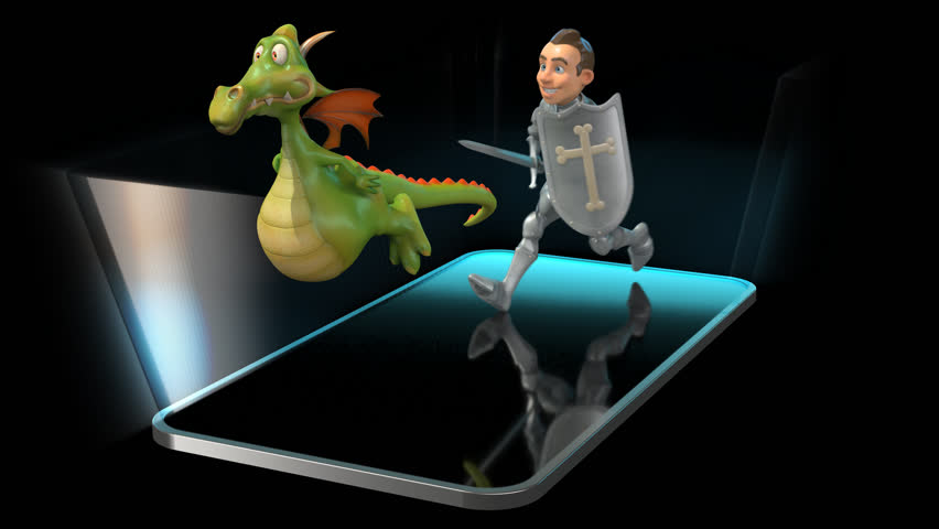 Knight and Dragon, virtual reality - 4K Animation