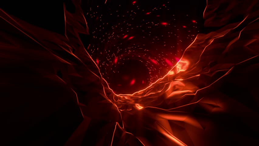 Eerie Red neon futuristic fantasy landscape scene floating in 3d space concept animation