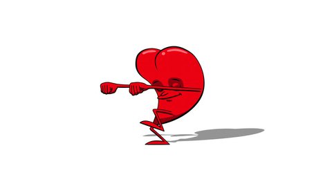 Dancing heart. Heartbeat. Classic Animation of cartoon character. Alpha-channel without shadow.