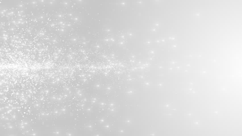 Abstract clean white gray background with flying glowing particles of light and dust. Flight of bright dots. Glitter and sparkles. seamless loop
