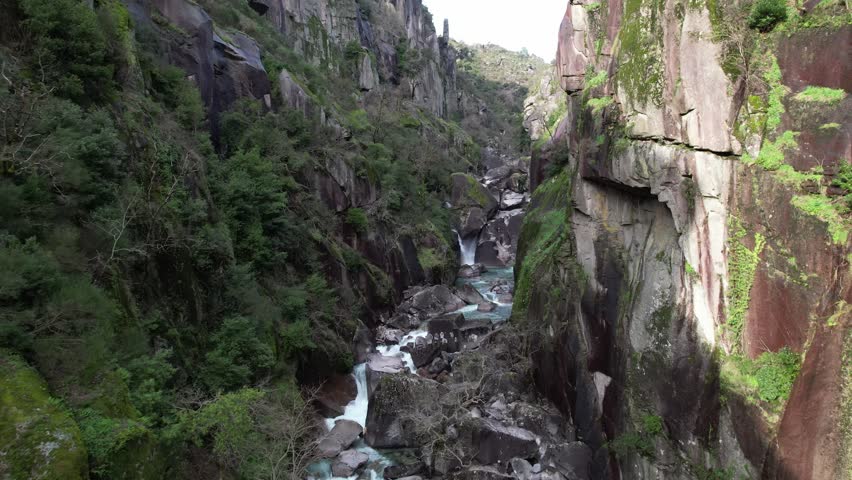 Fly Above Beautiful Nature Landscape from Faião Gerês Portugal