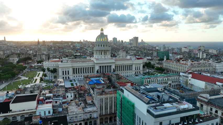 Aerial view: Capitolio Havana Cuba