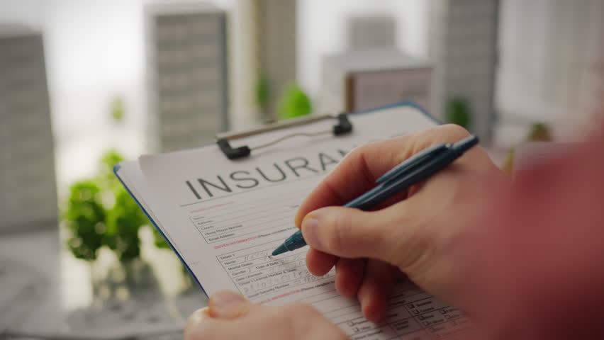 To issue a real estate insurance policy, the insurance specialist collects all the necessary data. After this, documents are processed in accordance with established procedures Royalty-Free Stock Footage #3478809281