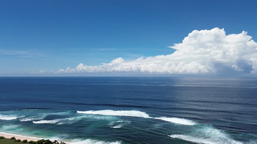Indian Ocean from Nyang Nyang Beach - Bukit Peninsula, Bali, Indonesia Royalty-Free Stock Footage #3478908259