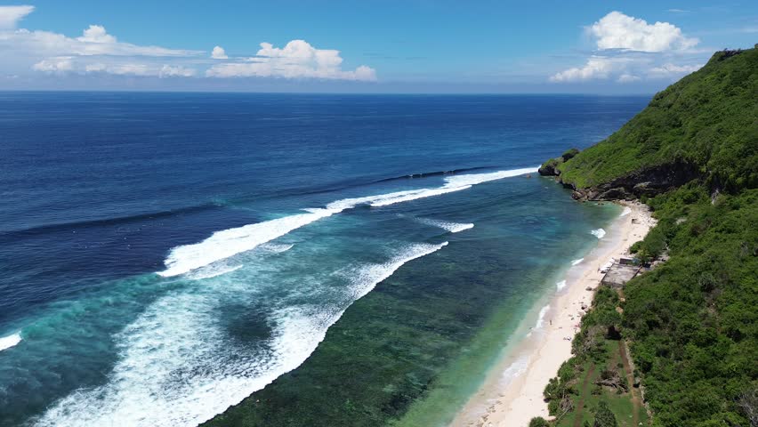 Over Nyang Nyang Beach - Bukit Peninsula, Bali, Indonesia Royalty-Free Stock Footage #3478908387