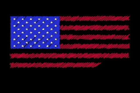 graphic animation of the American flag sketched and the waving (with alpha channel)
