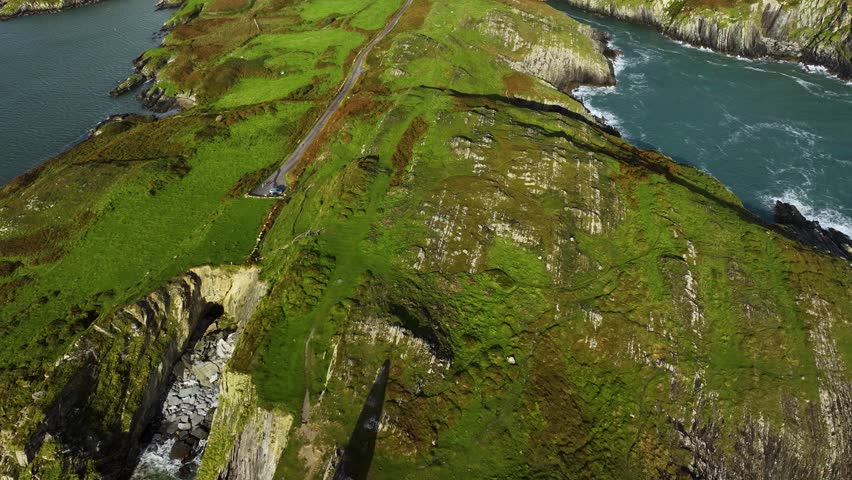 Baltimore Beacon and coastal cliffs Baltimore Coast Cork Ireland in 4k
