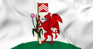 Waving flag of Cardiff city in Wales, Great Britain. Loopable animation in 4k resolution video.