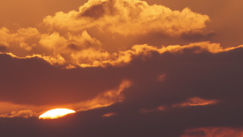 Big sun close-up rising at mountain. Beautiful nature video time lapse landscape.
