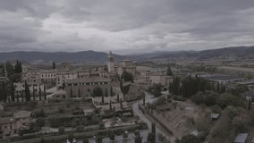 Aerial Drone Footage View Of Trational Old Village in Solomeo Umbria Italy // no video editing