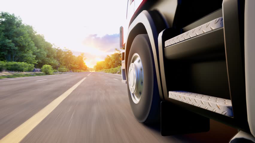 Wheel Truck On Road, Freight Transportation, Mode Of Transport, Transportation, Truck